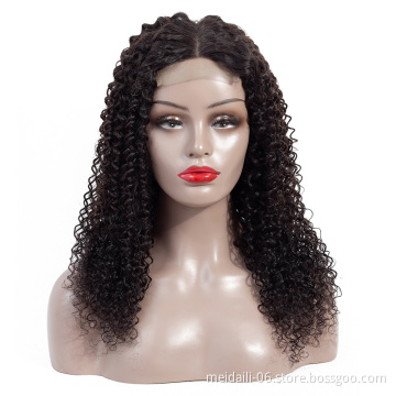 12 14 16 18 inch kinky curly human hair wig with closure lace closure wig